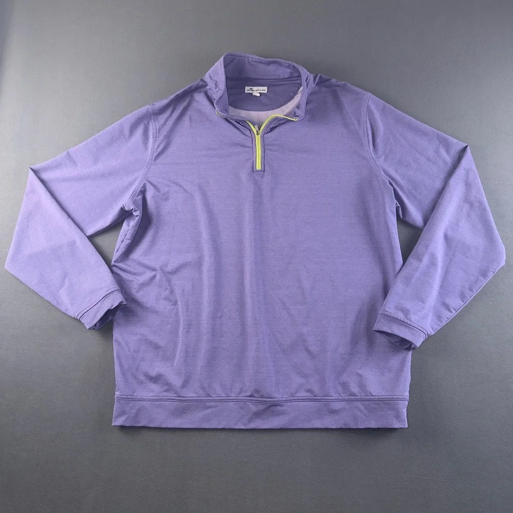 Peter Millar Lavender Quarter-Zip Pullover with Contrast Zip